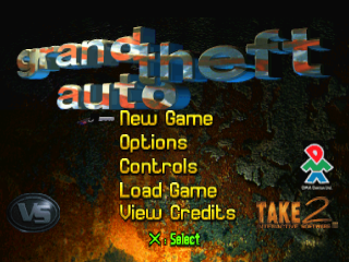 Grand Theft Auto European Version title screen for Playstation